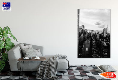 New York City Building B&W View Print 100% Australian Made Stretched Canvas Ready to Hang - 1503