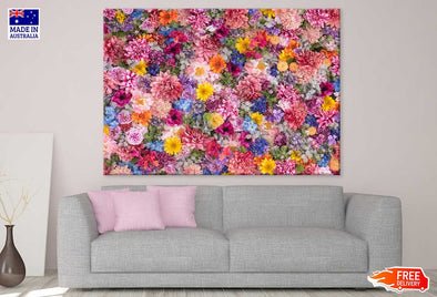 Colorful Flower Wall Photograph Print 100% Australian Made Stretched Canvas Ready to Hang - 1603