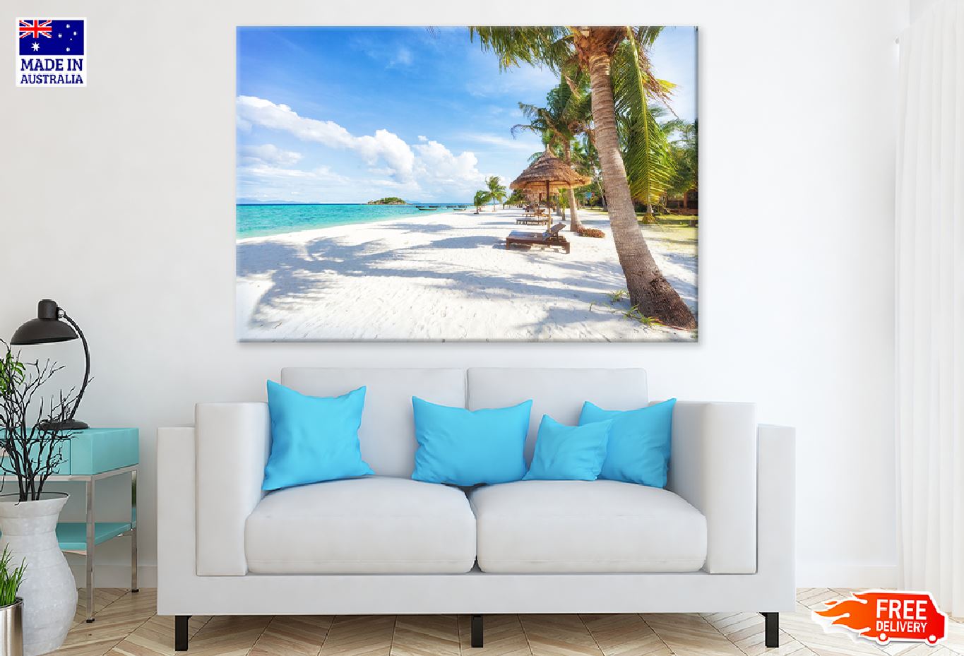 Koh Lipe Beach with Palm Trees Print 100% Australian Made Stretched Canvas Ready to Hang - 1402