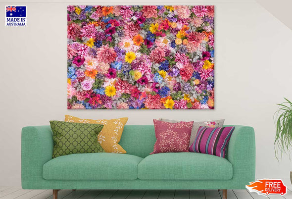 Colorful Flower Wall Photograph Print 100% Australian Made Stretched Canvas Ready to Hang - 1603