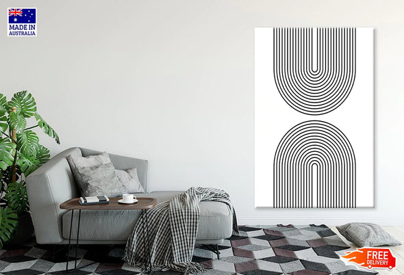 B&W Abstract Line Art Print 100% Australian Made Stretched Canvas Ready to Hang - 1834