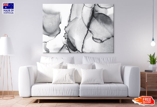 Black Metallic Ink Fluid Abstract Print 100% Australian Made Stretched Canvas Ready to Hang - 1154