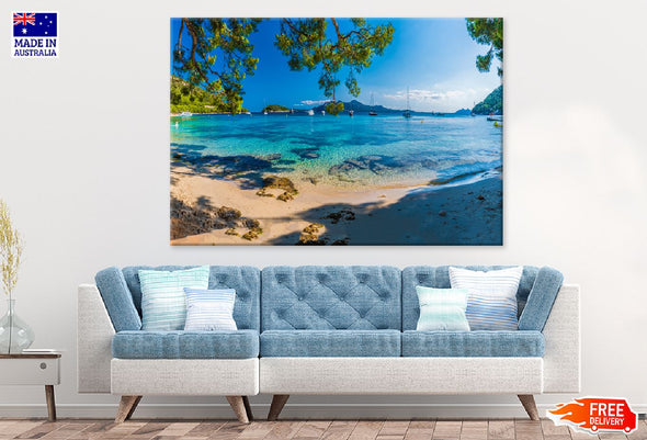 Playa de Formentor Beach Spain Print 100% Australian Made Stretched Canvas Ready to Hang - 1403