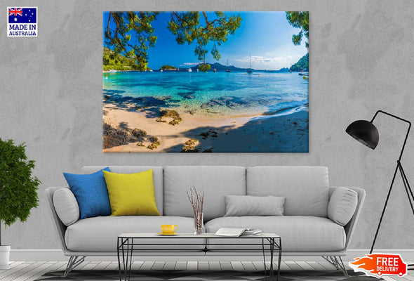 Playa de Formentor Beach Spain Print 100% Australian Made Stretched Canvas Ready to Hang - 1403