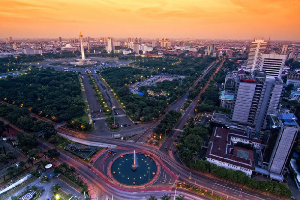 Jakarta Landmark Night Photograph Print 100% Australian Made Stretched Canvas Ready to Hang - 1504