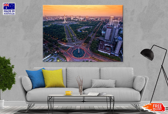 Jakarta Landmark Night Photograph Print 100% Australian Made Stretched Canvas Ready to Hang - 1504