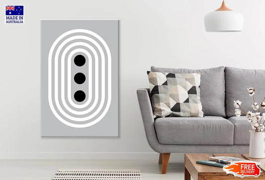 Black Circle & White Lines Design Print 100% Australian Made Stretched Canvas Ready to Hang - 1836