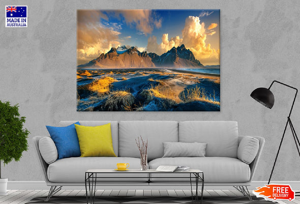 Vestrahorn Mountains Stokksnes Print 100% Australian Made Stretched Canvas Ready to Hang - 1057