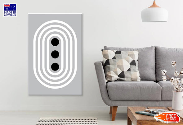 Black Circle & White Lines Design Print 100% Australian Made Stretched Canvas Ready to Hang - 1836