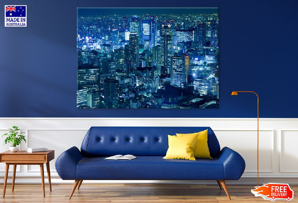 Tokyo Japan Dense City Skyline Print 100% Australian Made Stretched Canvas Ready to Hang - 1505