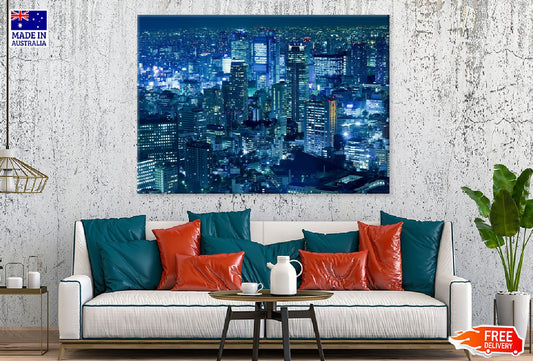 Tokyo Japan Dense City Skyline Print 100% Australian Made Stretched Canvas Ready to Hang - 1505