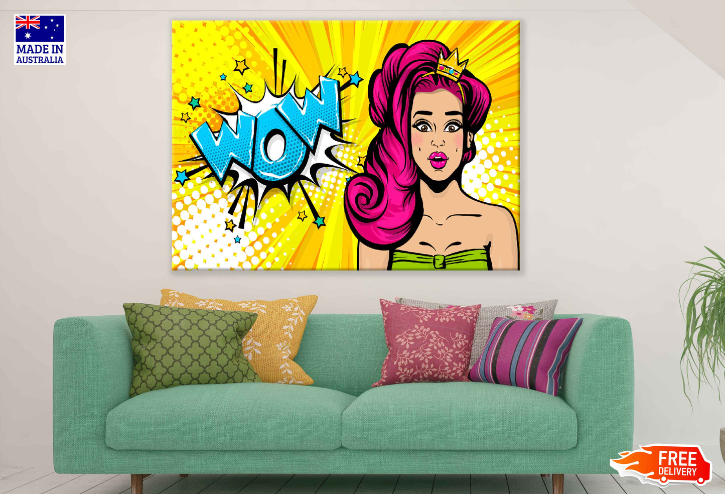 WOW Quote & Hot Girl Illustration Pop Arts & Comic Poster Print 100% Australian Made Stretched Canvas Ready to Hang - 2138