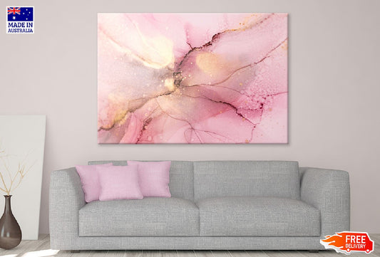 Pink & Gold Fluid Abstract Design Print 100% Australian Made Stretched Canvas Ready to Hang - 1157