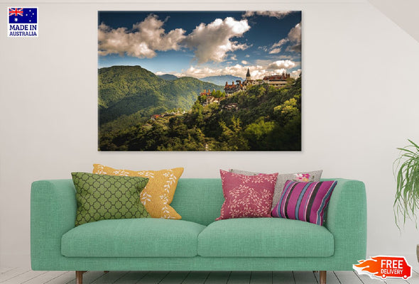 Village Covered Hill Forest View Print 100% Australian Made Stretched Canvas Ready to Hang - 1056