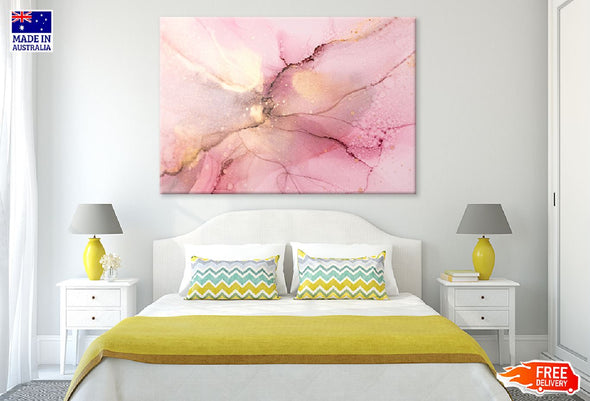 Pink & Gold Fluid Abstract Design Print 100% Australian Made Stretched Canvas Ready to Hang - 1157