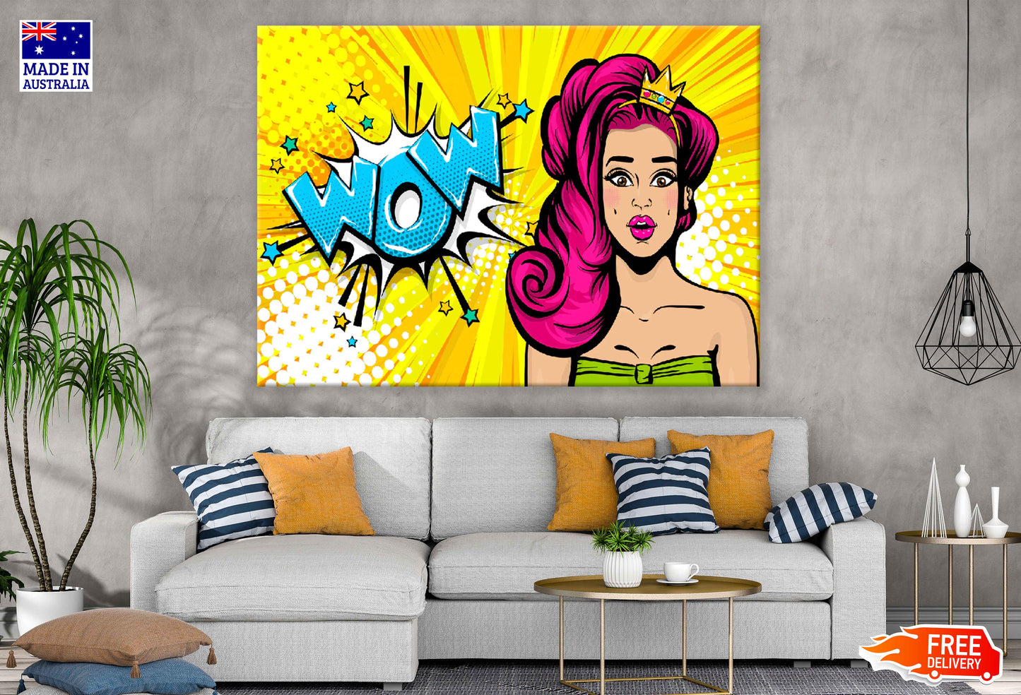 WOW Quote & Hot Girl Illustration Pop Arts & Comic Poster Print 100% Australian Made Stretched Canvas Ready to Hang - 2138