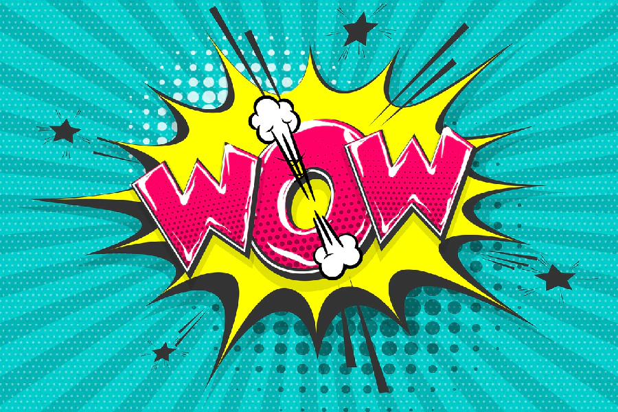 WOW Chat Bubble Illustration Design Pop Arts & Comic Poster Print 100% Australian Made Stretched Canvas Ready to Hang - 2139