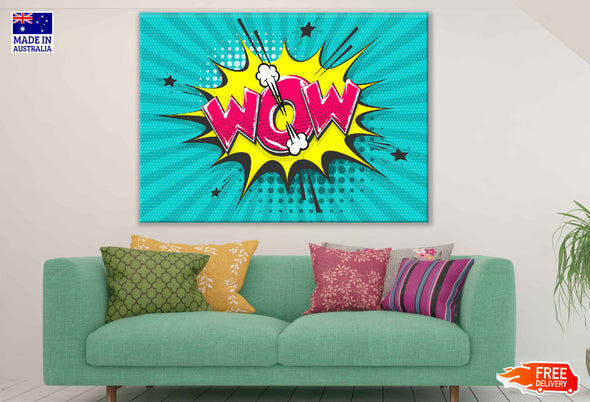 WOW Chat Bubble Illustration Design Pop Arts & Comic Poster Print 100% Australian Made Stretched Canvas Ready to Hang - 2139