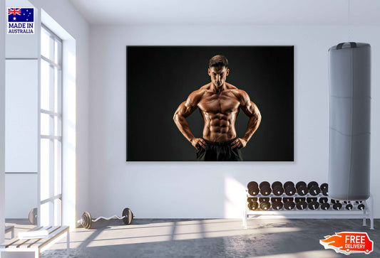 Muscular Man Posing Closeup Photograph Print 100% Australian Made Stretched Canvas Ready to Hang - 2239