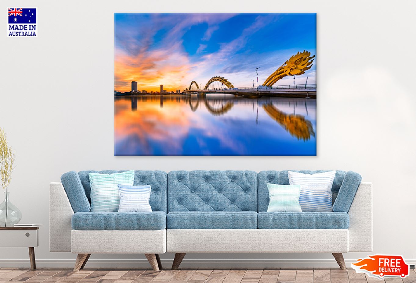 Dragon Bridge in Da Nang City Print 100% Australian Made Stretched Canvas Ready to Hang - 1507