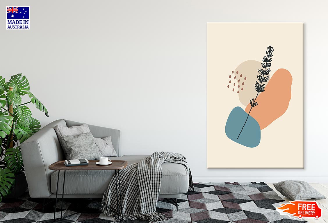 Abstract Shapes & Flower Plant Design Print 100% Australian Made Stretched Canvas Ready to Hang - 1838