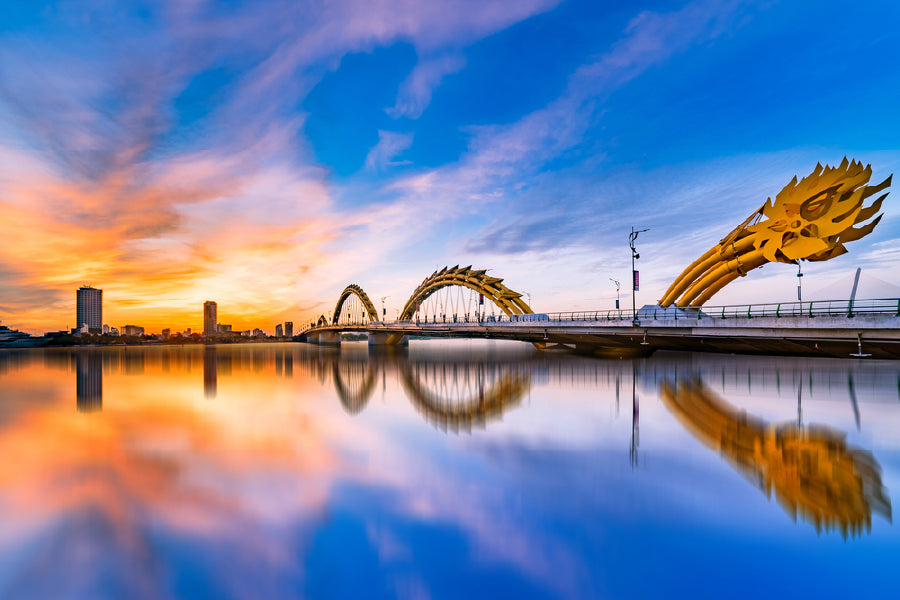 Dragon Bridge in Da Nang City Print 100% Australian Made Stretched Canvas Ready to Hang - 1507