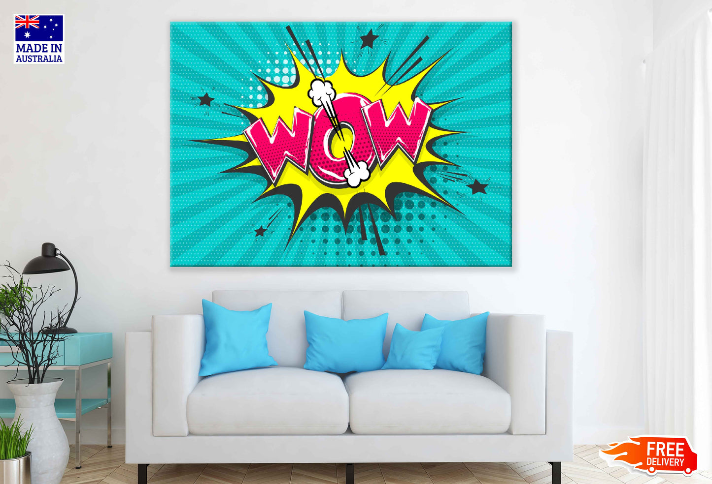 WOW Chat Bubble Illustration Design Pop Arts & Comic Poster Print 100% Australian Made Stretched Canvas Ready to Hang - 2139