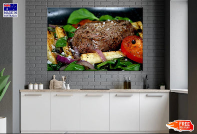 Steak Meat Meal Closeup Photograph Print 100% Australian Made Stretched Canvas Ready to Hang - 2039