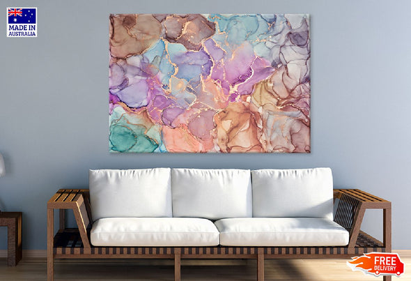 Colorful Marble Texture Abstract Print 100% Australian Made Stretched Canvas Ready to Hang - 1159