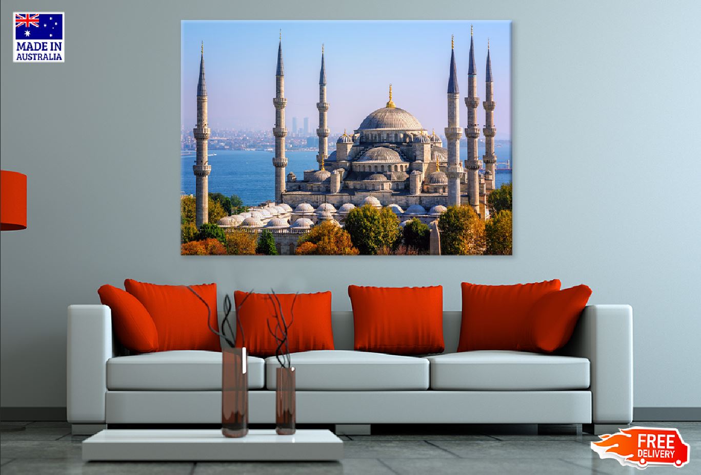 Blue Mosque View Istanbul Turkey Print 100% Australian Made Stretched Canvas Ready to Hang - 1508