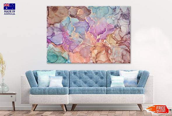 Colorful Marble Texture Abstract Print 100% Australian Made Stretched Canvas Ready to Hang - 1159