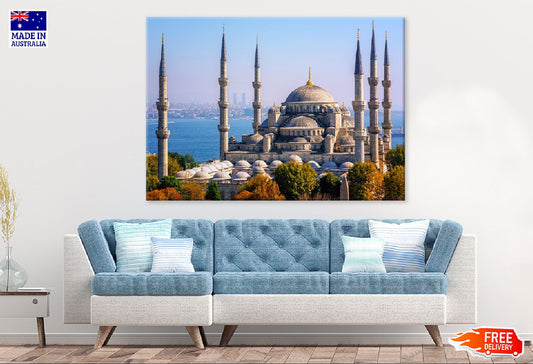 Blue Mosque View Istanbul Turkey Print 100% Australian Made Stretched Canvas Ready to Hang - 1508