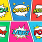 COOL OUCH HELLO WOW LIKE POW Chat Bubble Illustration Pop Arts & Comic Poster Print 100% Australian Made Stretched Canvas Ready to Hang - 2141