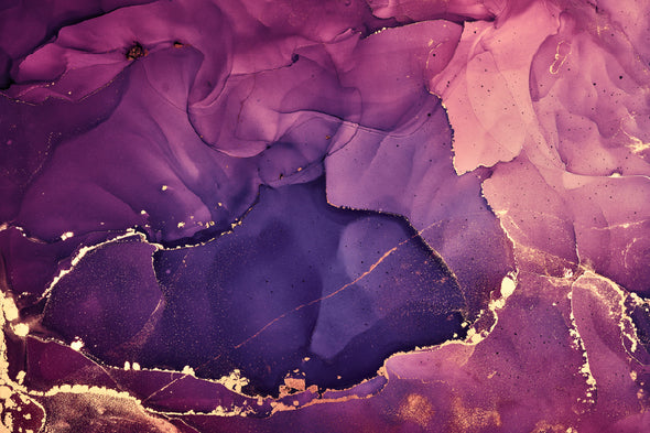 Purple Pink & Gold Fluid Abstract Print 100% Australian Made Stretched Canvas Ready to Hang - 1160