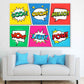 COOL OUCH HELLO WOW LIKE POW Chat Bubble Illustration Pop Arts & Comic Poster Print 100% Australian Made Stretched Canvas Ready to Hang - 2141