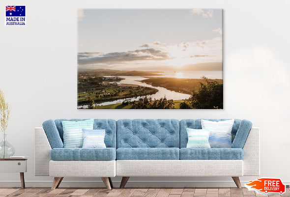 River & Landscape Sunshine Aerial Print 100% Australian Made Stretched Canvas Ready to Hang - 1061