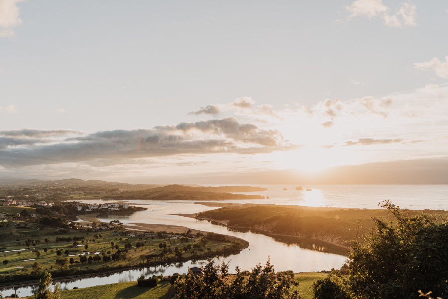 River & Landscape Sunshine Aerial Print 100% Australian Made Stretched Canvas Ready to Hang - 1061