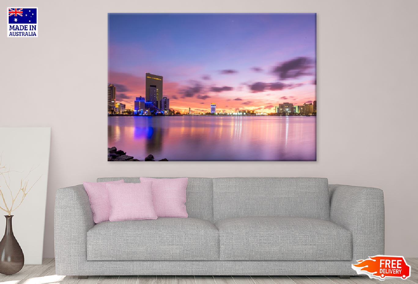 Jeddah City Sea View Photograph Print 100% Australian Made Stretched Canvas Ready to Hang - 1456