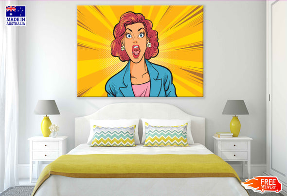 Screaming Girl Illustration Pop Arts & Comic Poster Print 100% Australian Made Stretched Canvas Ready to Hang - 2088