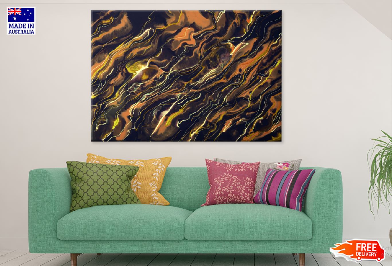 Dark Brown Black Abstract Acrylic Print 100% Australian Made Stretched Canvas Ready to Hang - 1107