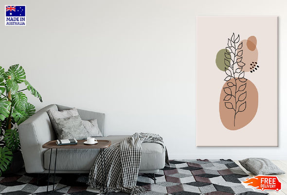 Plant Leaves Line Art Design Print 100% Australian Made Stretched Canvas Ready to Hang - 1656