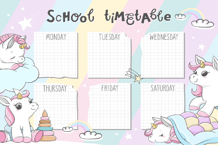 School Timetable for Students Art Print 100% Australian Made Stretched Canvas Ready to Hang - 1664