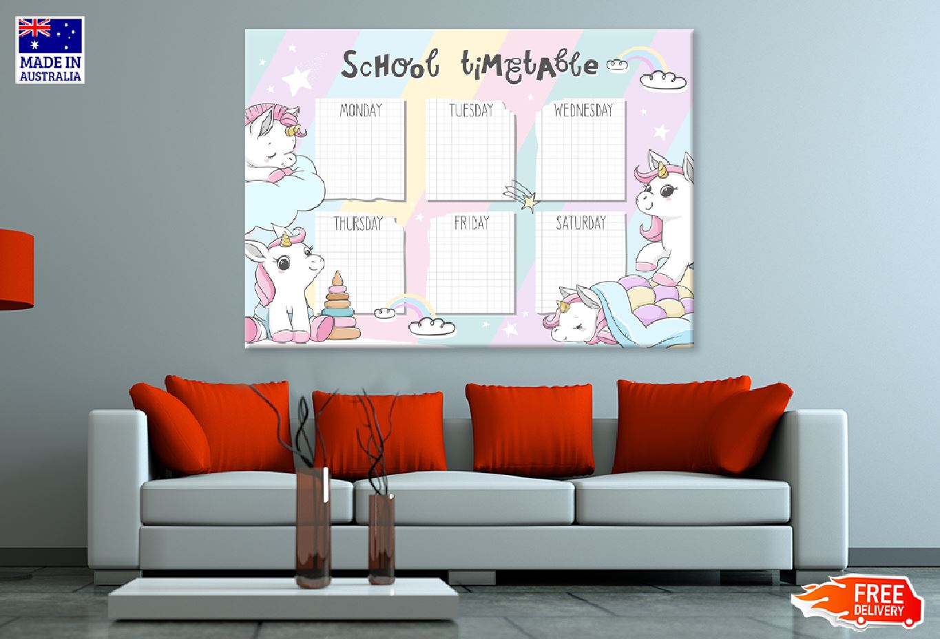 School Timetable for Students Art Print 100% Australian Made Stretched Canvas Ready to Hang - 1664