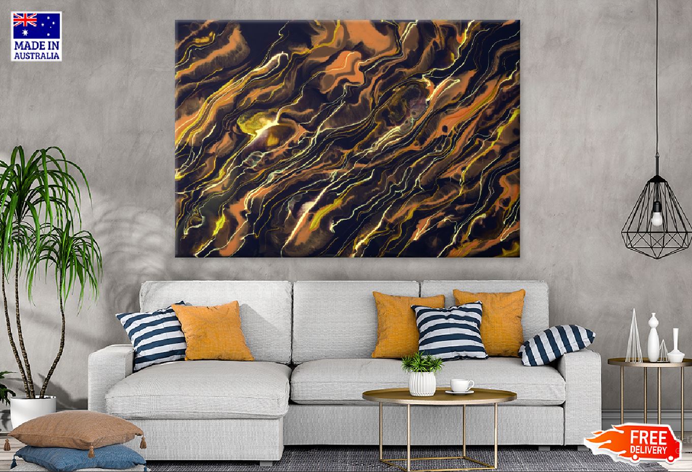 Dark Brown Black Abstract Acrylic Print 100% Australian Made Stretched Canvas Ready to Hang - 1107