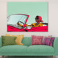 Girl with Scarf Driving a Car Illustration Pop Arts & Comic Poster Print 100% Australian Made Stretched Canvas Ready to Hang - 2160