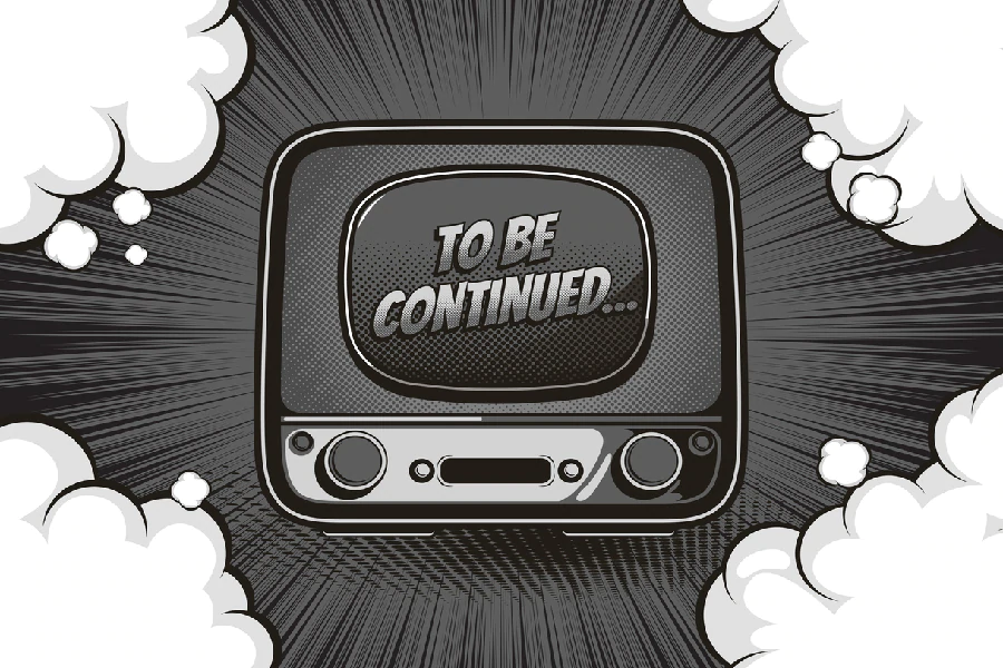 TO BE CONTINUED Quote in TV B&W Vector Illustration Pop Arts & Comic Poster Print 100% Australian Made Stretched Canvas Ready to Hang - 2089