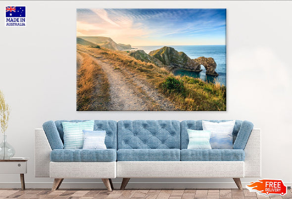 Durdle Door Dorset Beach View Print 100% Australian Made Stretched Canvas Ready to Hang - 1410