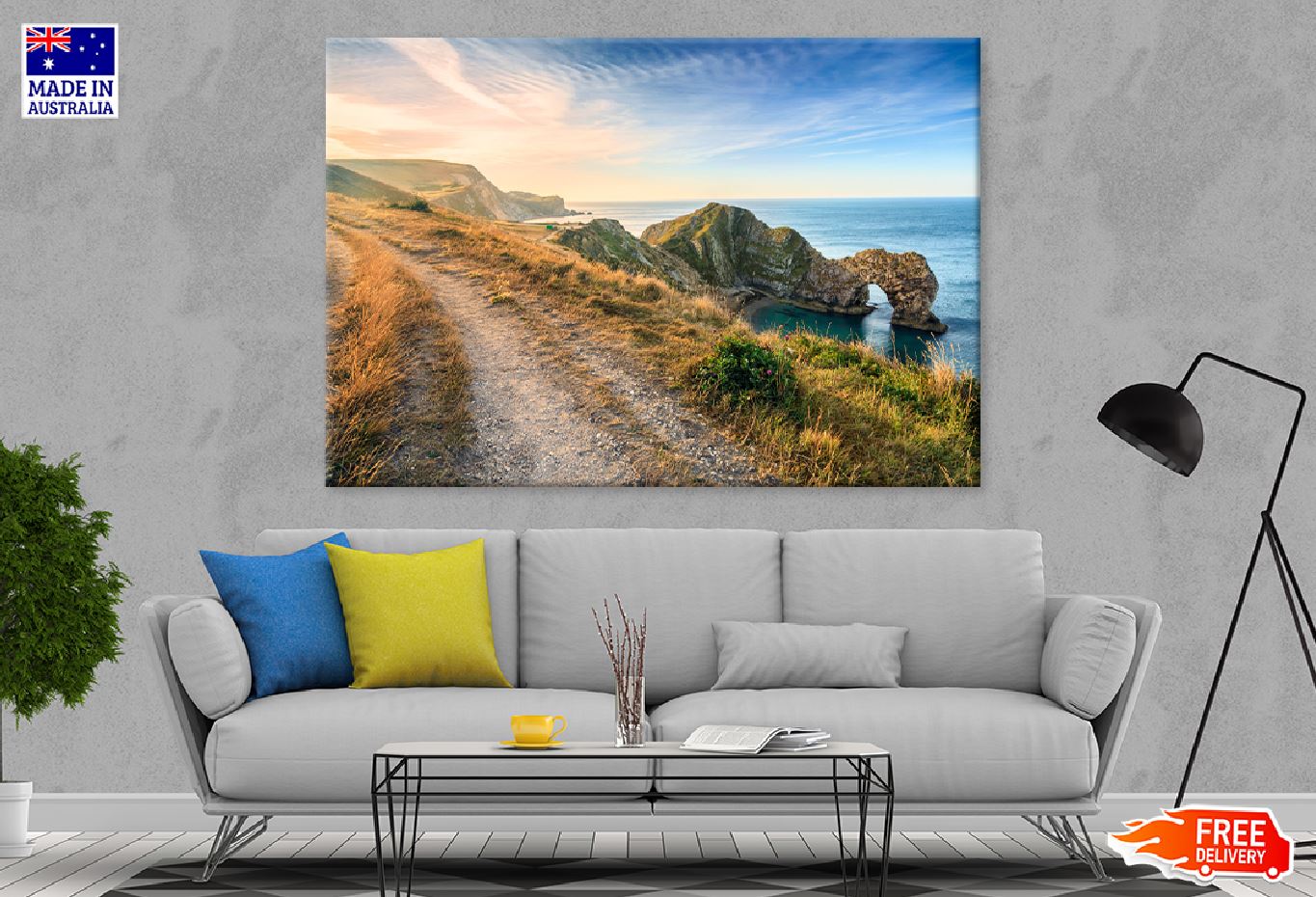 Durdle Door Dorset Beach View Print 100% Australian Made Stretched Canvas Ready to Hang - 1410