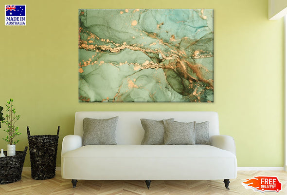 Green & Gold Abstract Design Print 100% Australian Made Stretched Canvas Ready to Hang - 1162