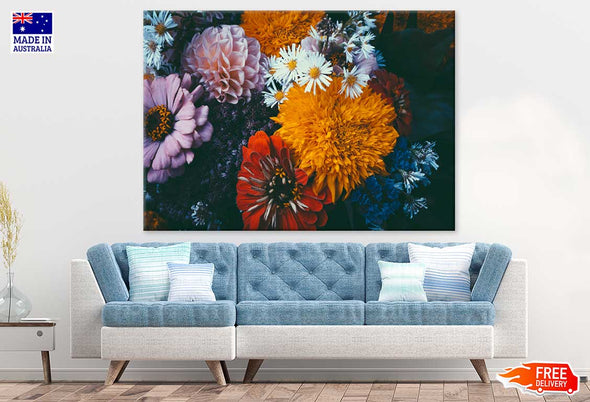 Autumn Flowers Bouquet Photograph Print 100% Australian Made Stretched Canvas Ready to Hang - 1612